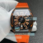 QQF Swiss Replica Franck Muller Vanguard V41 SC DT Orange Nato Strap Watch 